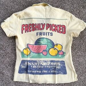 Urban Outfitters Yellow "Freshly Picked Fruits" Button-Down Shirt